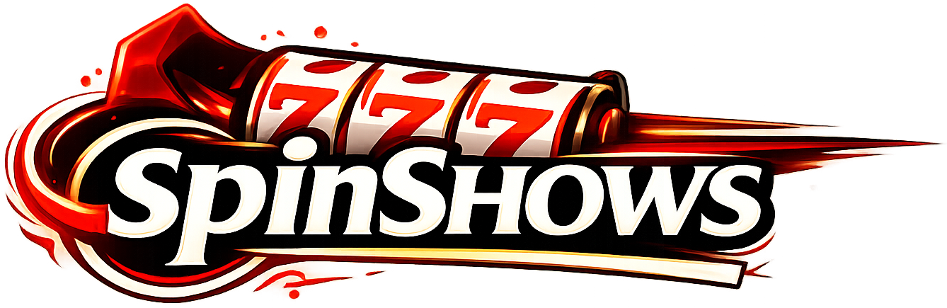 SpinShows online casino logo with 777 slot machine